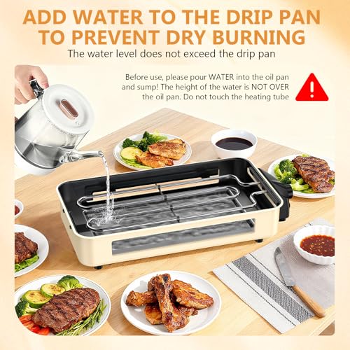 White 2-in-1 Smokeless Indoor Electric Grill with Removable Non-Stick Plate