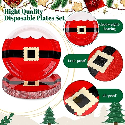 Uiifan 200 Pack Christmas Paper Plates 9 Inch Santa Gingerbread Snowman Festive Theme