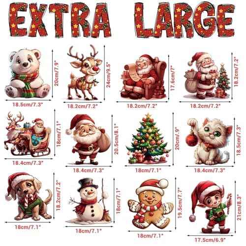 12 Sheets 171 Pcs Big Size Christmas Window Clings - Santa, Reindeer, Dog & Cat Window Stickers & Decals for Home, School, Office & Party Supplies