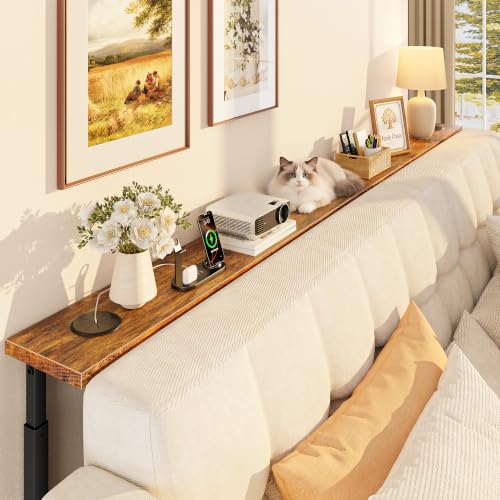 Rustic Brown 69.3-Inch Behind Couch Console Table Adjustable Height 24-36"