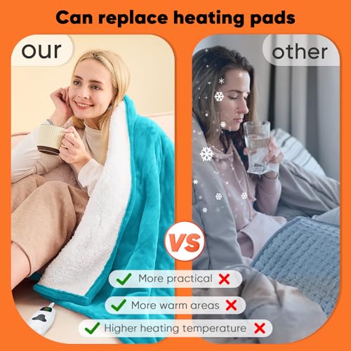 Heated Blanket Electric Full 72"X84", Heating with 10 Heat Levels