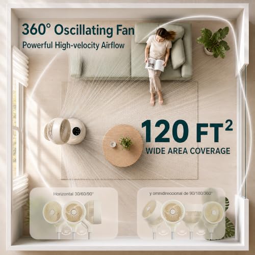 Rechargeable Smart Pedestal Fan with Remote & Wi-Fi App, 6 Speeds, Quiet Oscillating Fan for Bedroom Patio Travel