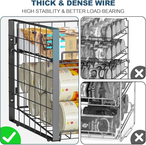 JKsmart 2-Tier Stackable Can Organizer Set - Adjustable Pantry Dispenser, Large Capacity, 4 Pack