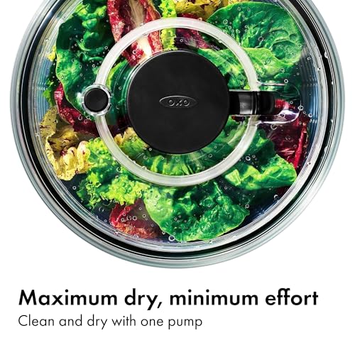 Large Glass Salad Spinner - Borosilicate Bowl with One-Handed Pump & Colander