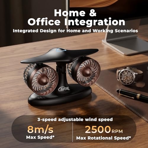 Black Jet Engine Desk Fan for Office - Rechargeable Aviation Decor Gift