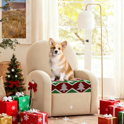 ANNA QUEEN 8Pcs Christmas Tree Zigzag Sofa Cushion Covers – Washable Stretch Replacement Covers (27.5 x 25 x 9 inches)