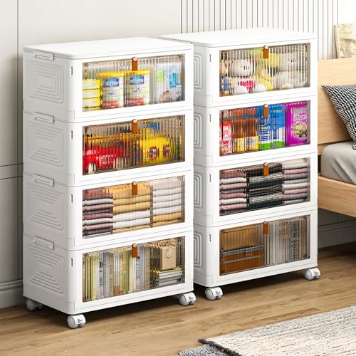 4-Tier Plastic Storage Bins with Lid - 36QT Stackable Organization