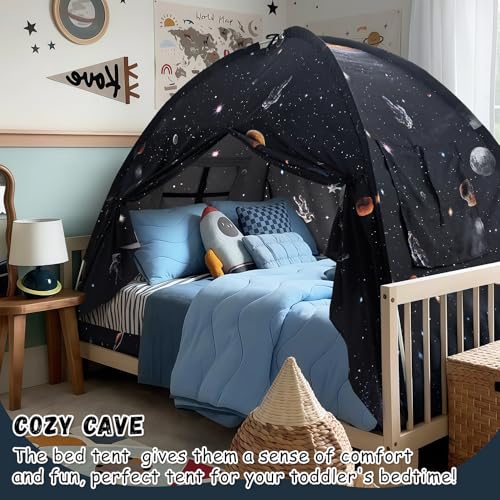 Sherilyn Twin Galaxy Bed Canopy Tent for Kids Indoor Sleep & Play, Space Galaxy Design