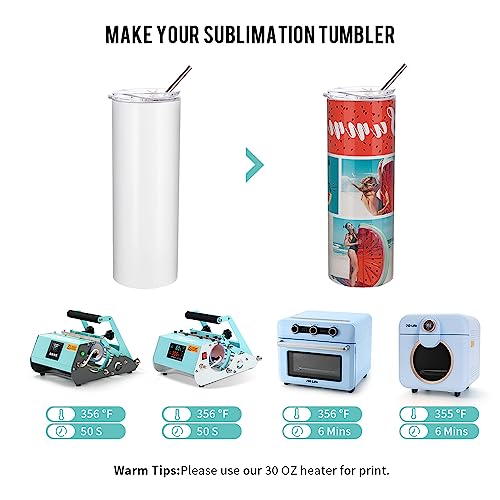 24 Pack Sublimation Tumblers 20 OZ Straight Skinny Stainless Steel Bulk Set
