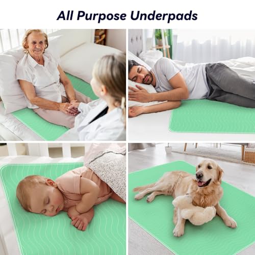 4 Pack Waterproof Washable Bed Pads - 36 x 54 Extra Heavy Absorbency, Reusable Incontinence Underpads for Bed, Couch, Dog, Baby, Adults - Variation: 36" x 54"