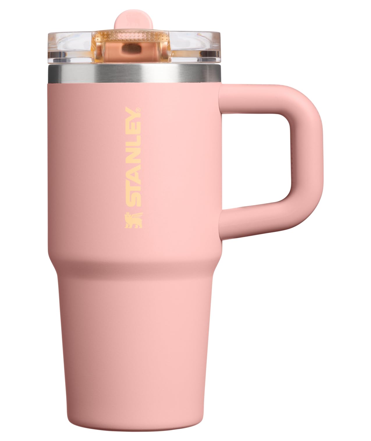 STANLEY Quencher ProTour Flip Straw Tumbler with Leakproof Lid 14 oz | Built-In Straw & Handle | Cupholder Compatible for Travel | Insulated Stainless Steel Cup | BPA-Free | Peach Rose