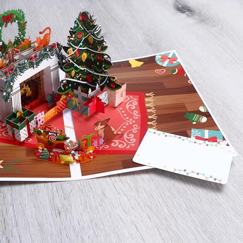 Ribbli Musical Christmas Card with Light & Envelope - Pop Up Holiday Greeting