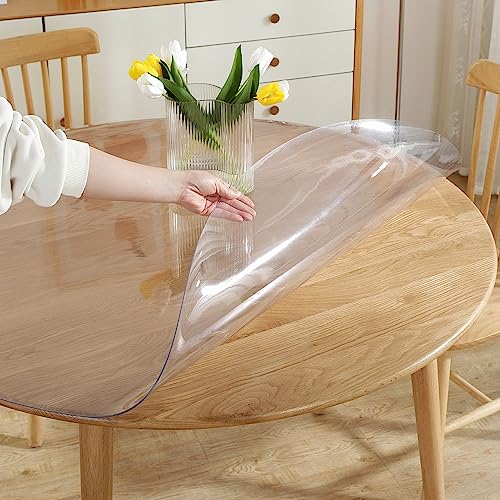 LovePads 48-Inch Round Clear Waterproof Plastic Table Cover Protector 2mm