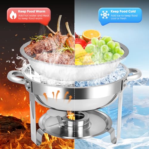 Homiesetify 2 Pack 6QT Stainless Steel Buffet Chafing Dishes with Lids - Food Warmers for Parties & Catering