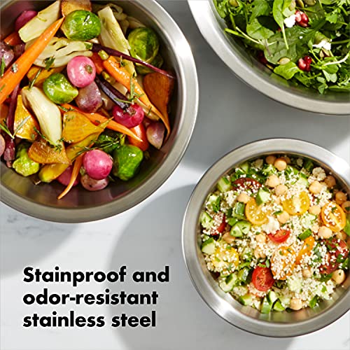 White Stainless Steel Mixing Bowl Set - 3-Piece Kitchen Prep Bowls with Non-Slip Bottoms