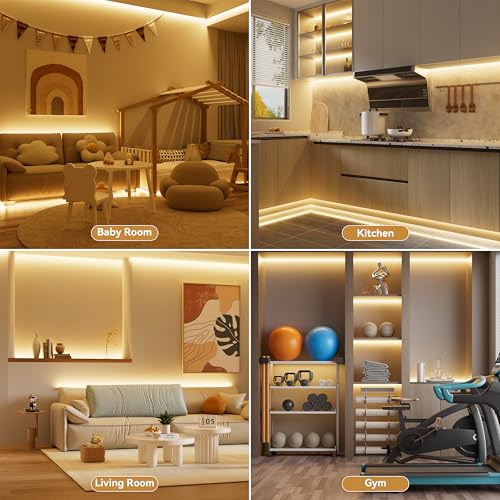 2700K COB LED Strip Lights 32.8ft Dimmable Warm White Tape with RF Remote