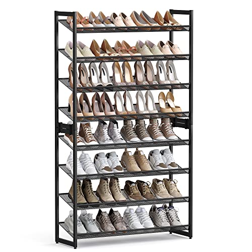 Ink Black 8-Tier Metal Shoe Rack - Holds 32-40 Pairs, Adjustable & Stackable