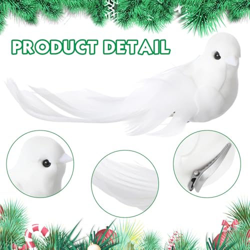 36 Pcs Christmas Dove Ornaments with Clip - White Bird Decor