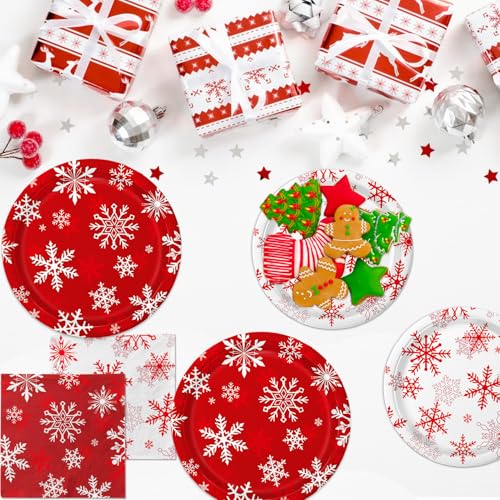 Christmas Plates and Napkins Serve 50 Snowflake Sets Includes Dinner
