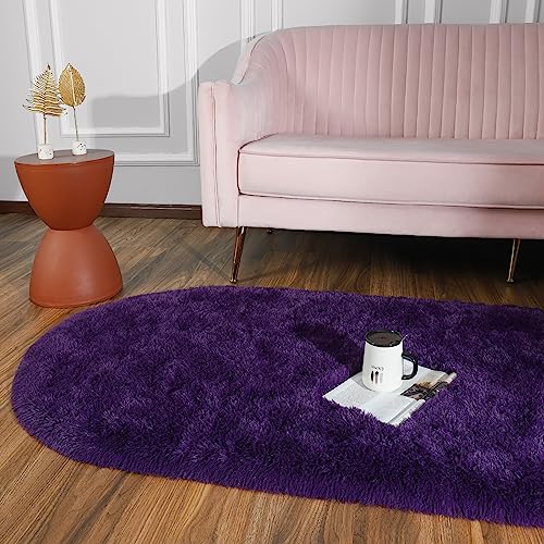 Softlife Large Purple Area Rug 8x10 & 2.6x5.3 Feet Soft Shaggy Plush Carpet for Living Room Bedroom Kids Nursery Christmas