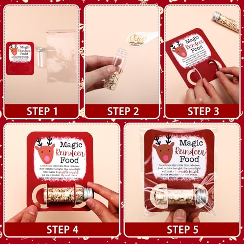 Kigeli Red 96 Pcs Christmas Reindeer Food Glass Jars & Gift Set - Festive Holiday Fun
