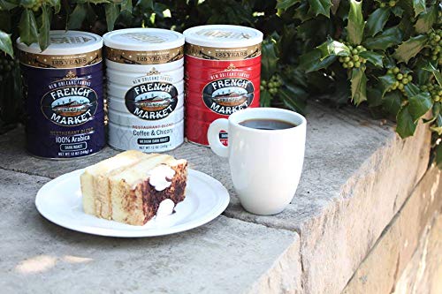 French Market Ground Coffee & Chicory Medium-Dark Roast 12oz Pack of 6 - Rich, Bold Blend