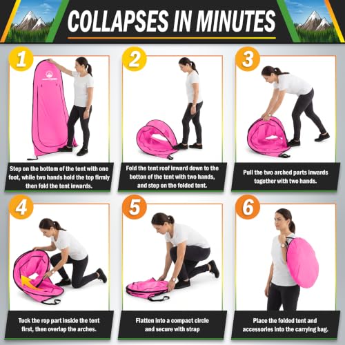 Pink Pop Up Privacy Shower Tent with Carry Bag - Camping, Beach, Tailgate