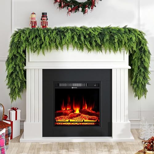 Cyitimo 9FT Lush Artificial Cedar Garland for Christmas Decorations, Full & Realistic Faux Greenery