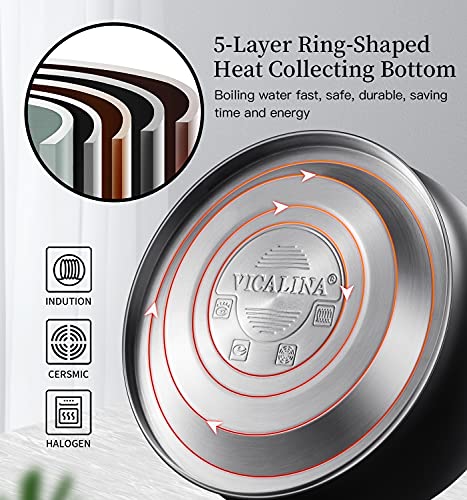 Black 2.64 Quart Stovetop Whistling Tea Kettle - Food-Grade Stainless Steel