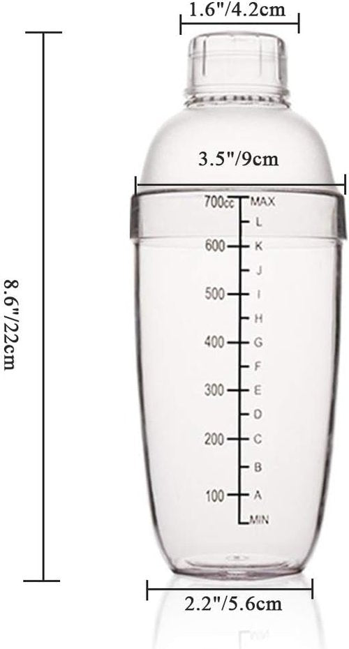 FEOOWV Cocktail Shaker - Handheld Drink Mixer for Boba Tea | Transparent 24 oz (700cc)