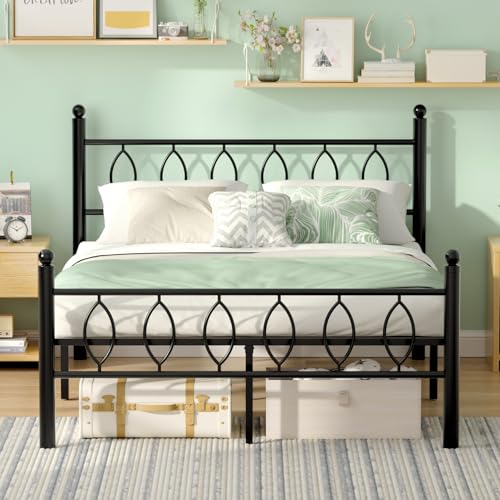 Full Size Metal Platform Bed Frame with Headboard, Under Bed Storage, No Box Spring Needed - Black - Variation of THIS listing
