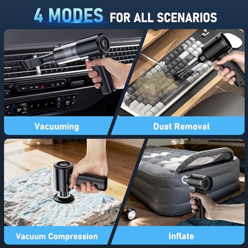 FAOGO Gray Cordless Car Vacuum 35000Pa Powerful Handheld Cleaner with 6-in-1 Attachments