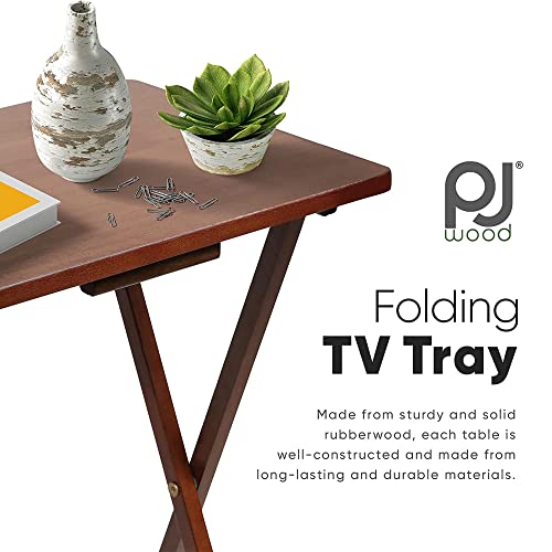 PJ Wood 5-Piece Wooden Folding TV Tray Table Set - Honey Oak Snack Tables
