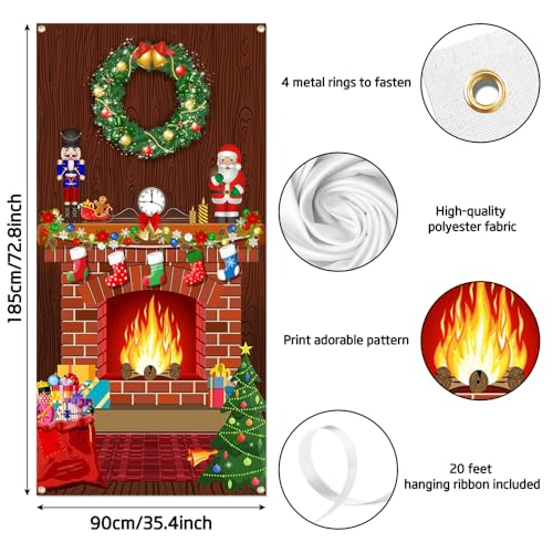 Lofaris Christmas Door Cover 72.8x35.4 Inch Holiday Scene Backdrop for Front Door