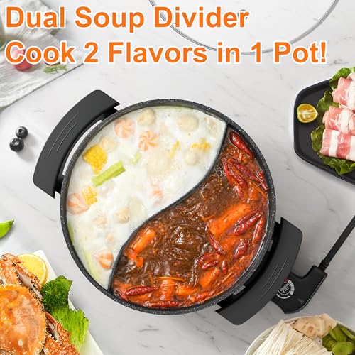 Stariver 6L Electric Hot Pot with Divider & 5-Temp Control - Black