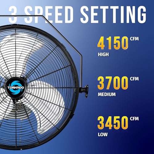 18-Inch High Velocity Wall Fan - Industrial, Commercial & Residential Use - Tornado Model 1