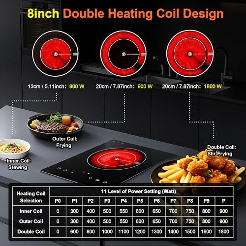 Cooktao 1800W Infrared Double Coil Electric Hot Plate for All Cookware