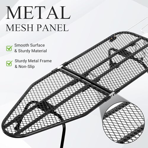 ZOES HOMEWARE Foldable Metal Mesh Tabletop Ironing Board Black/Grey - Compact & Heat-Resistant