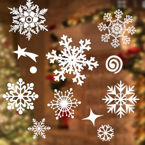JMANNI Snowflake Window Clings, Christmas Window Clings 10 Sheets Window Sticker Decor Snowflakes Pictures for Doors, Glass Fronts, Christmas Decoration Reusable (Snowflake)