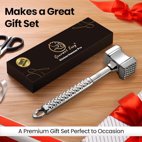 Gourmet Easy Classic Meat Tenderizer Tool - Original Edition, Heavy-Duty Stainless Steel, Non-Slip Handle