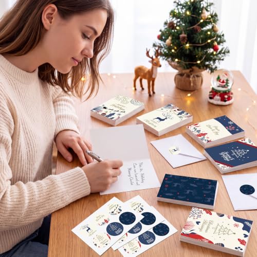 Gueevin 72 Pcs Reindeer Christmas Cards Bulk with Envelopes & Stickers - Variation: Reindeer