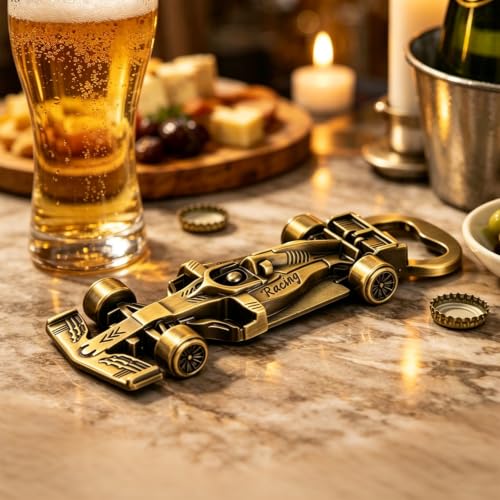 LKKCHER Bronze Racing Car Bottle Opener with Gift Bag - Men Women Gift, Collector's Novelty
