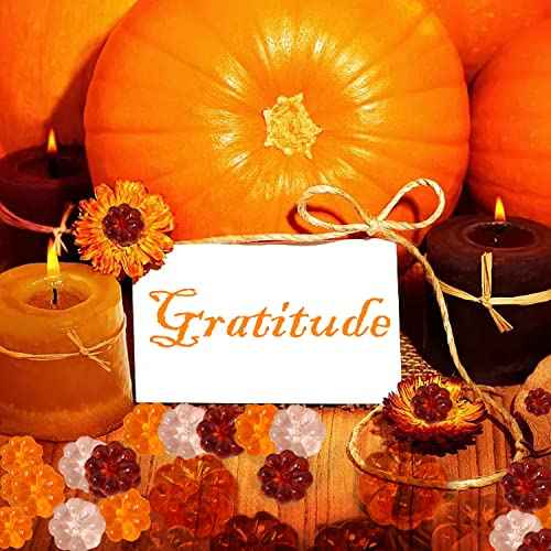 yueton 48PCS Acrylic Fall Decorations Acrylic Pumpkin Ornaments Plastic Pumpkin Beads Without Holes for Thanksgiving Halloween Fall-Themed Party Harvest Festival Autumn Table Scatter Fall Vase Filler