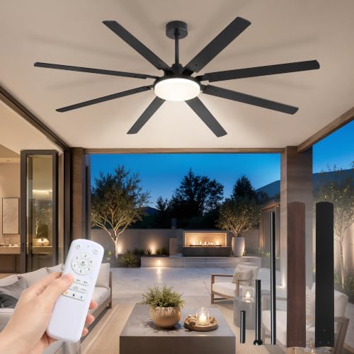 Black 72-Inch Ceiling Fan with Lights and Remote - Modern Retro Style