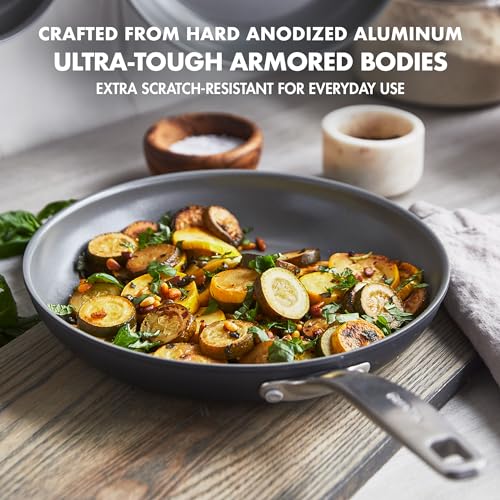 GreenPan Chatham 8" & 10" Hard Anodized Ceramic Nonstick Frying Pan Set, PFAS-Free, Dishwasher & Oven Safe, Gray