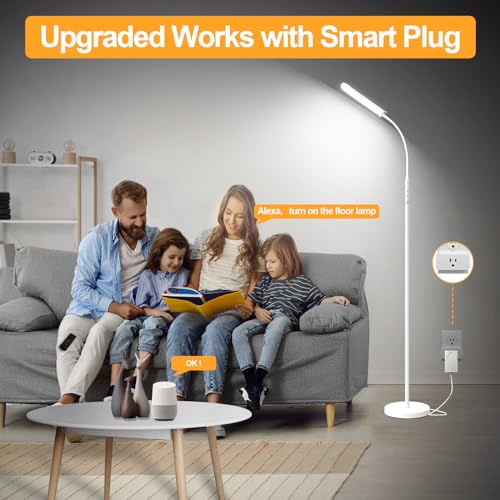 Marctronic White LED Floor Lamp 18W 1800LM Dimmable Remote & Smart Plug Compatible