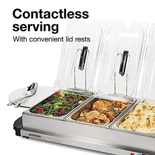 Proctor Silex Electric Buffet Server & Food Warmer with 3 Oven-Safe Chafing Pans - 2.5 Quart Set