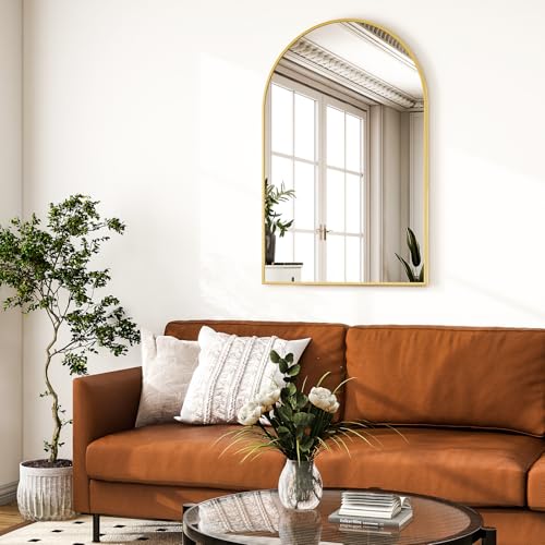 Gold Arched Wall Mirror 30x40 Inches - Elegant Bathroom Vanity Mirror - Variation: Gold-1pcs