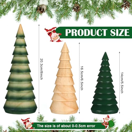 Cinnvoice 3 Pcs Farmhouse Rustic Wooden Christmas Trees Tabletop