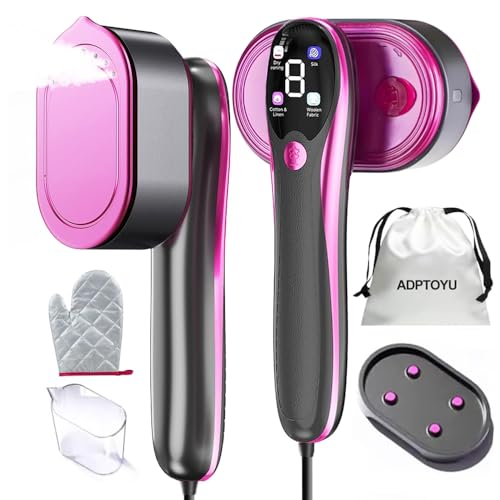 ADPTOYU 2-in-1 Portable Garment Steamer & Iron with LED Display, Fast Heat-Up, Large Ceramic Panel, Travel Clothes Iron, All-Fabric Wrinkle Remover